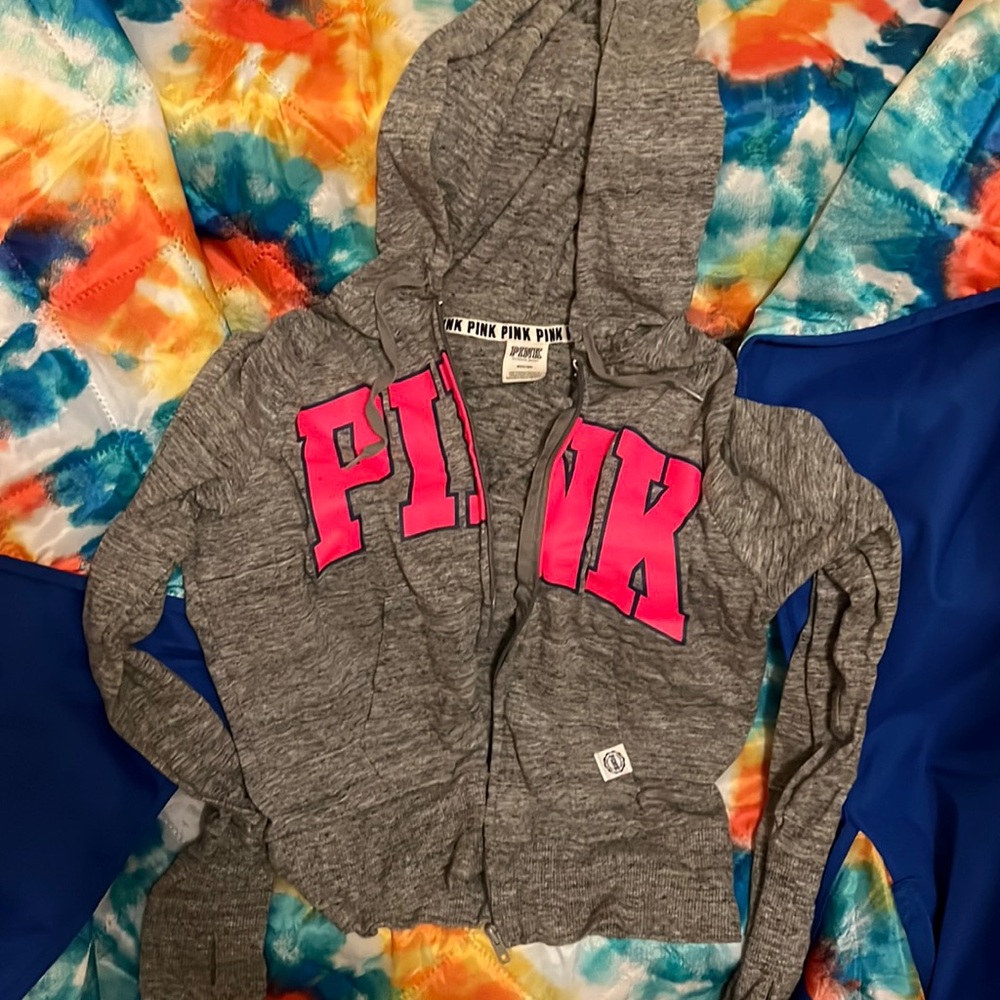 Pink zip up with thumb holes
